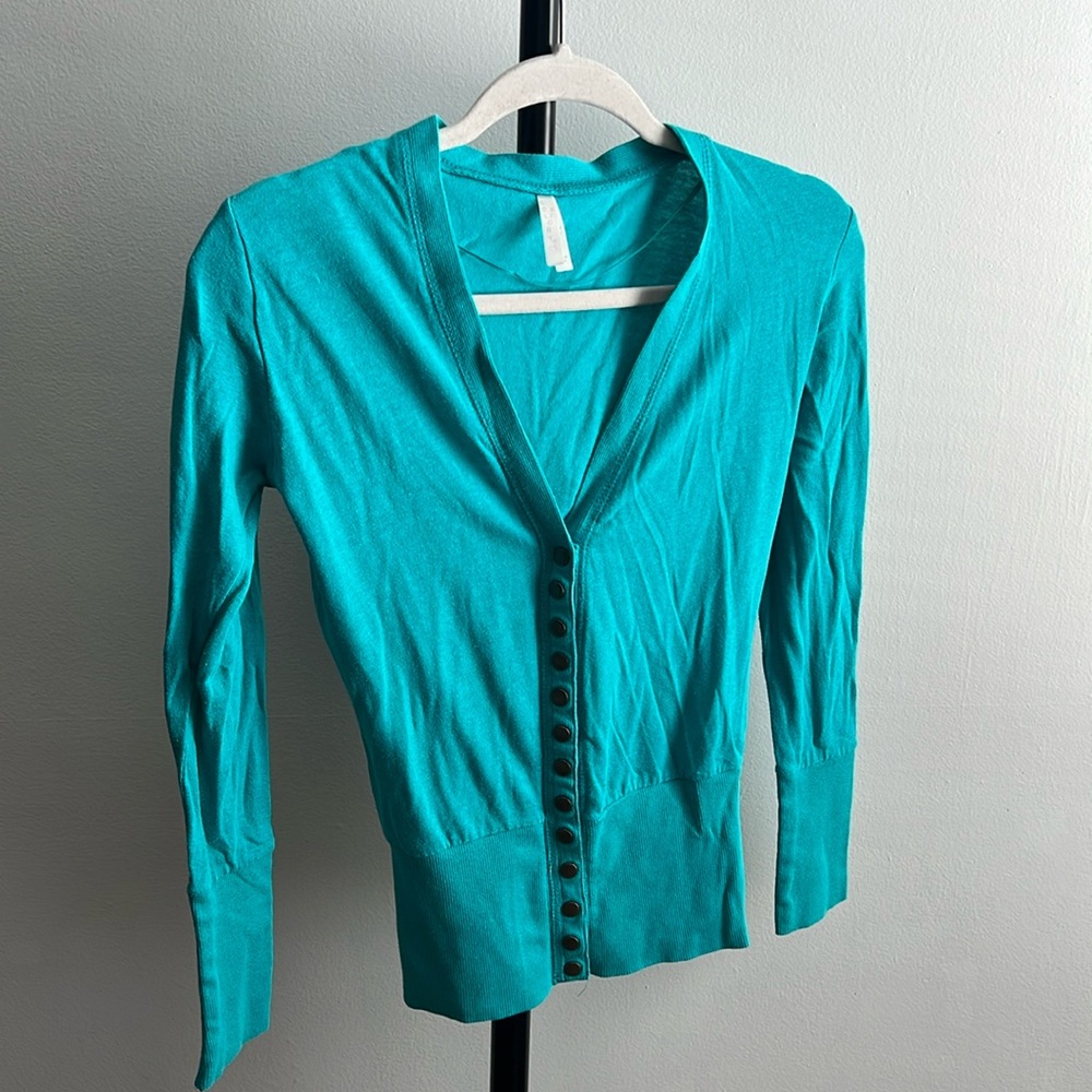 Y2K Col Story Teal Cardigan